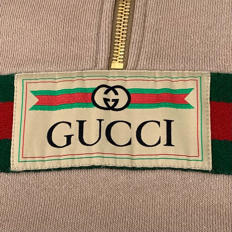 Gucci Brown Stripe Hoodie with Logo Print