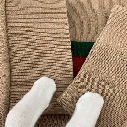 Gucci Brown Stripe Hoodie with Logo Print