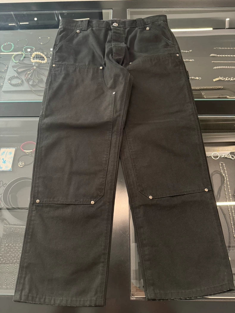 Chrome Hearts Black Double Knee Cargo Pants-yf