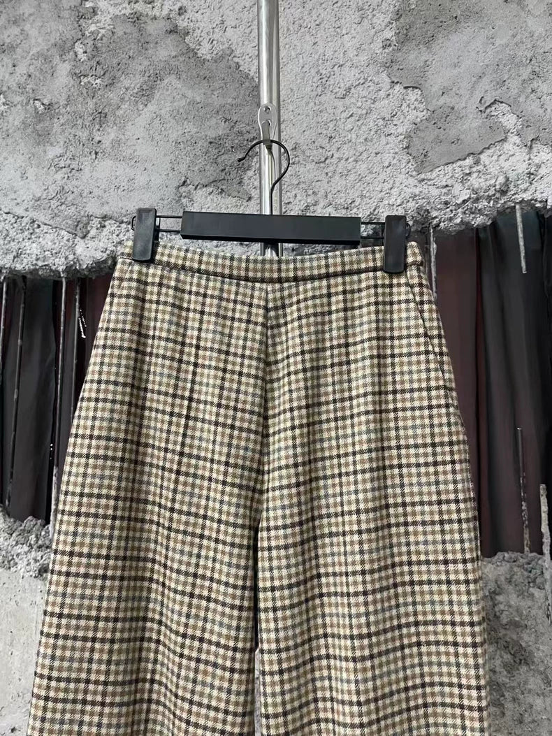 Celine Houndstooth Wide-Leg Trousers