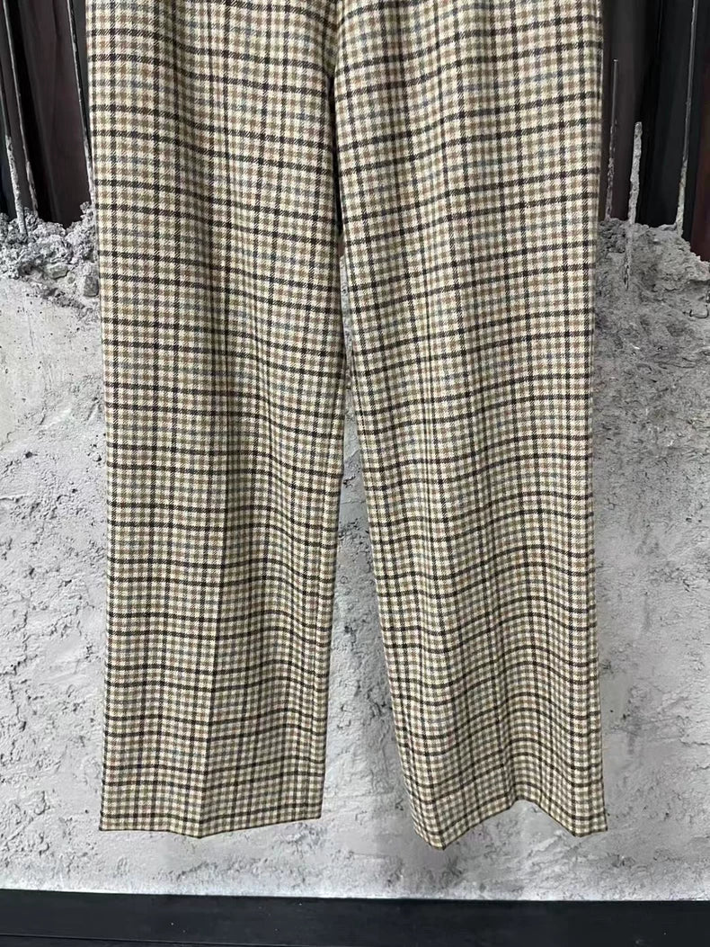 Celine Houndstooth Wide-Leg Trousers