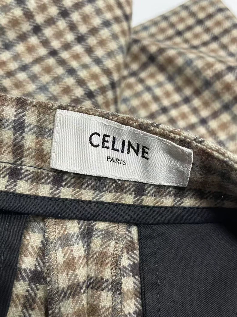 Celine Houndstooth Wide-Leg Trousers