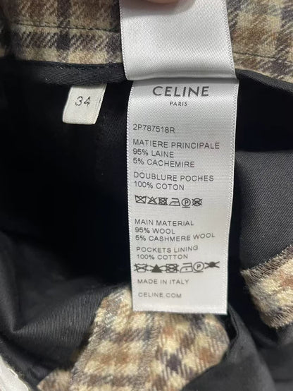 Celine Houndstooth Wide-Leg Trousers