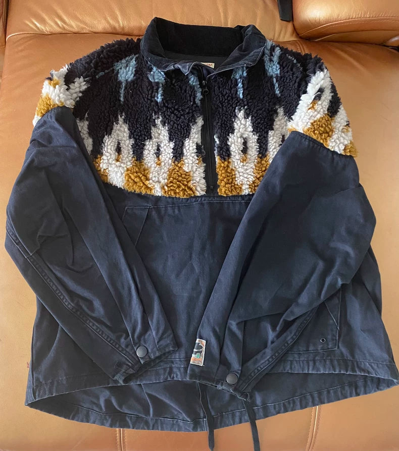 kapital ethnic patchwork coat corduroy collar