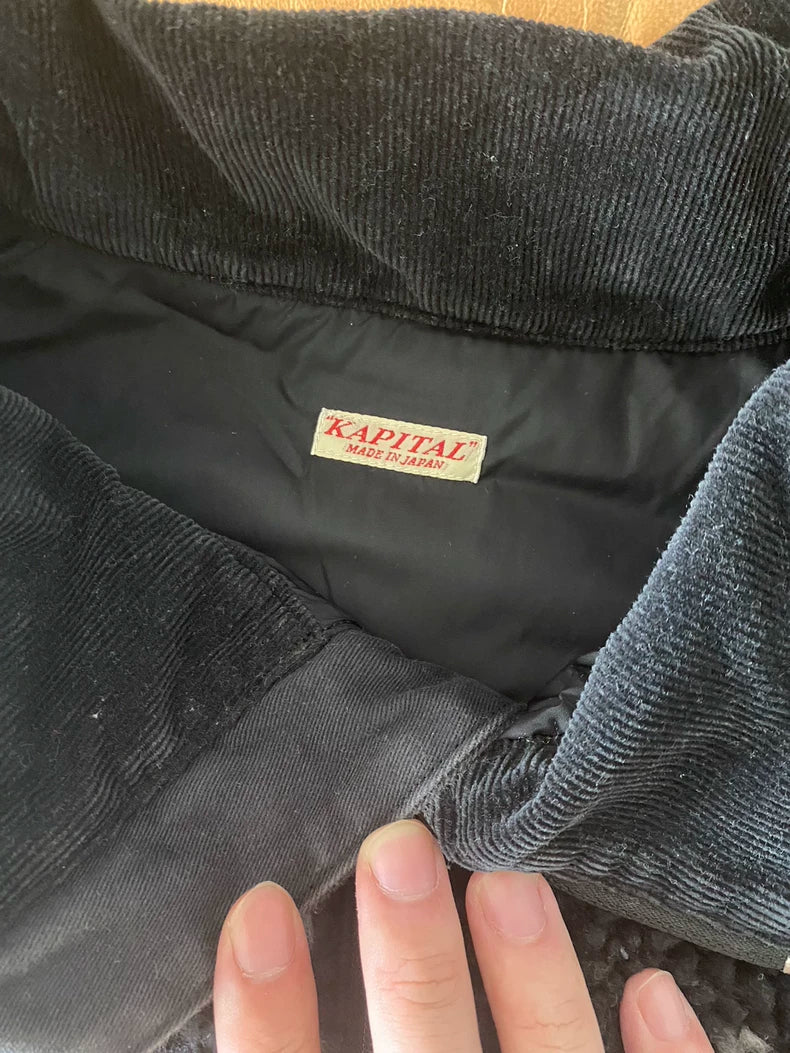 kapital ethnic patchwork coat corduroy collar