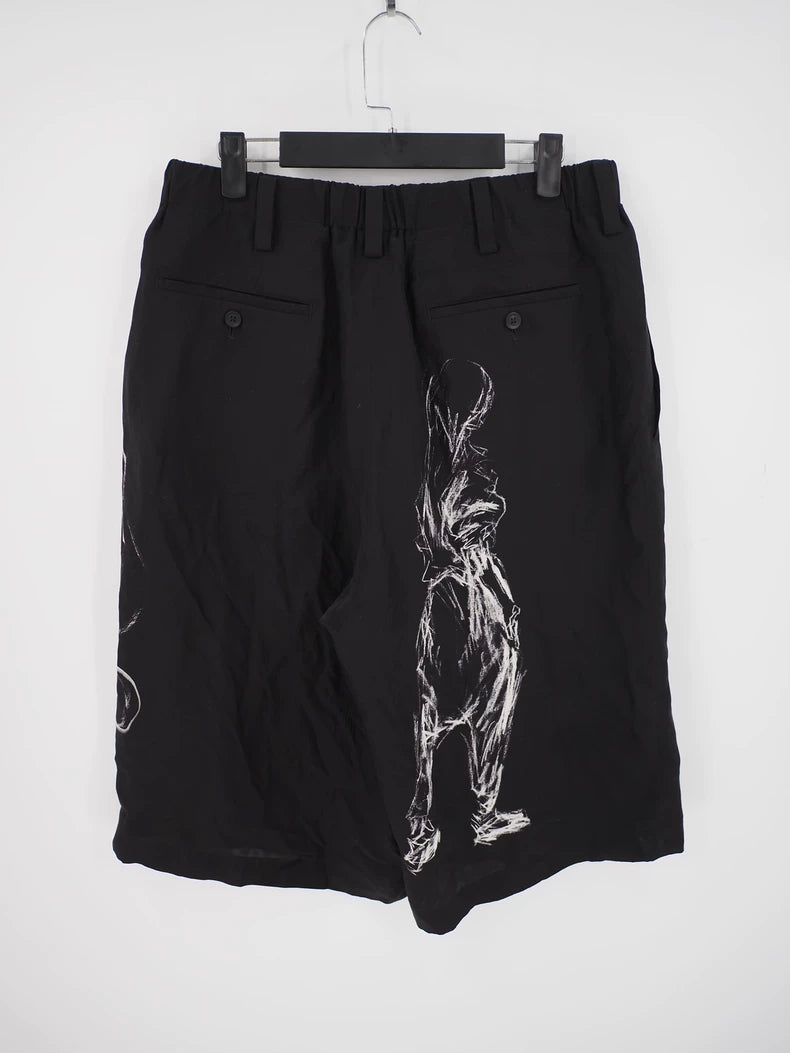 Yohji Yamamoto Abstract-Print Silk Shorts