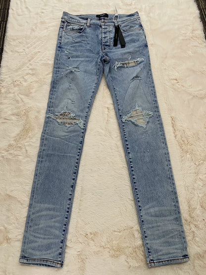 Amiri Blue and White Denim Pants