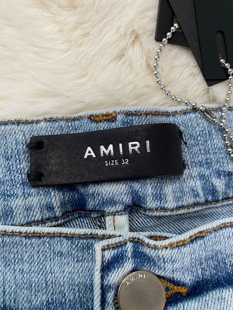 Amiri Blue and White Denim Pants