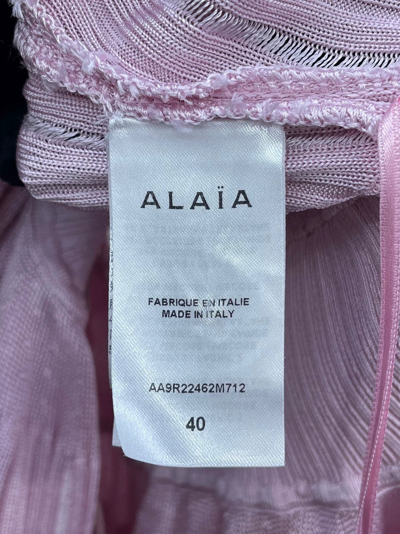 Pink Knit Dress with Ruffled Skirt