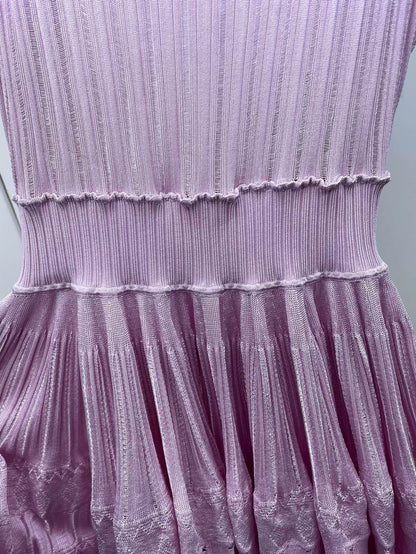 Pink Knit Dress with Ruffled Skirt