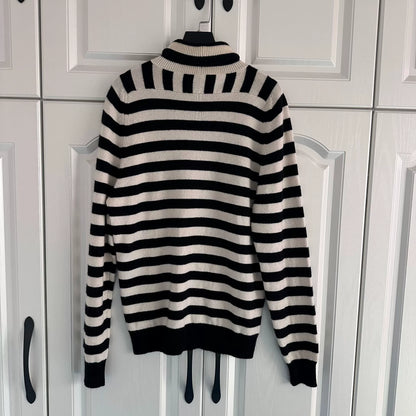 Saint Laurent Black White Striped Turtleneck