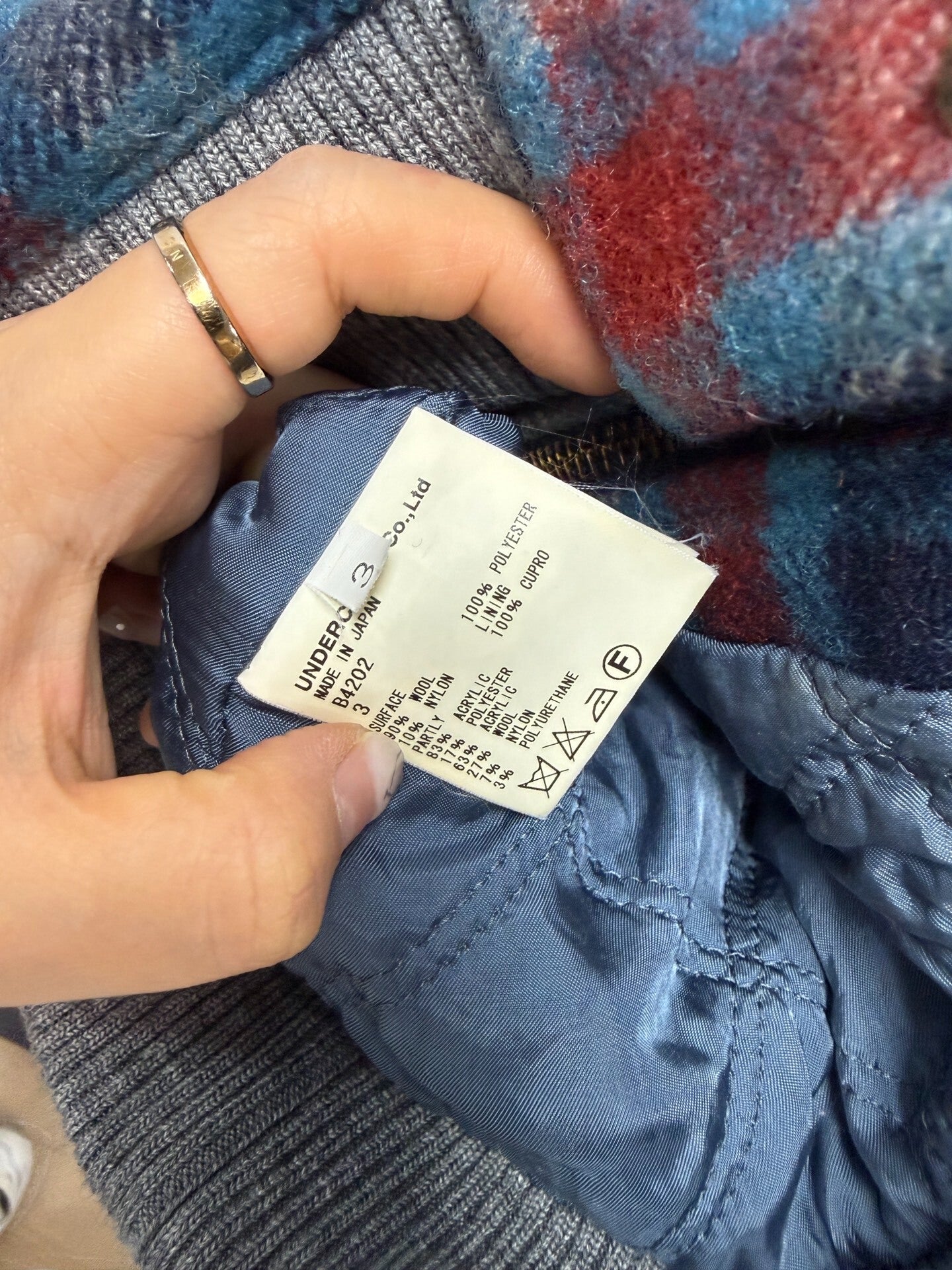 Undercover Checked Shearling Collar Jacket
