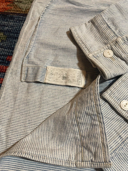 RRL Vintage White Gray Stripe Work Shirt