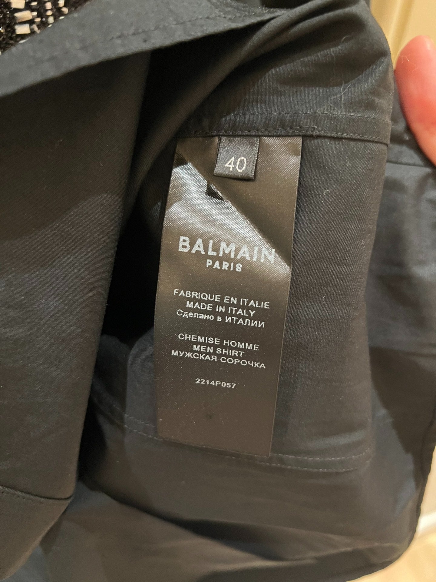 Balmain Black Silver Sequin Cotton Shirt