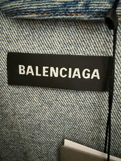 balenciaga denim jacket with multilingual print