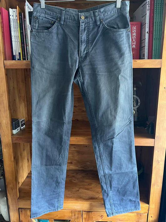 gray five-pocket casual pants