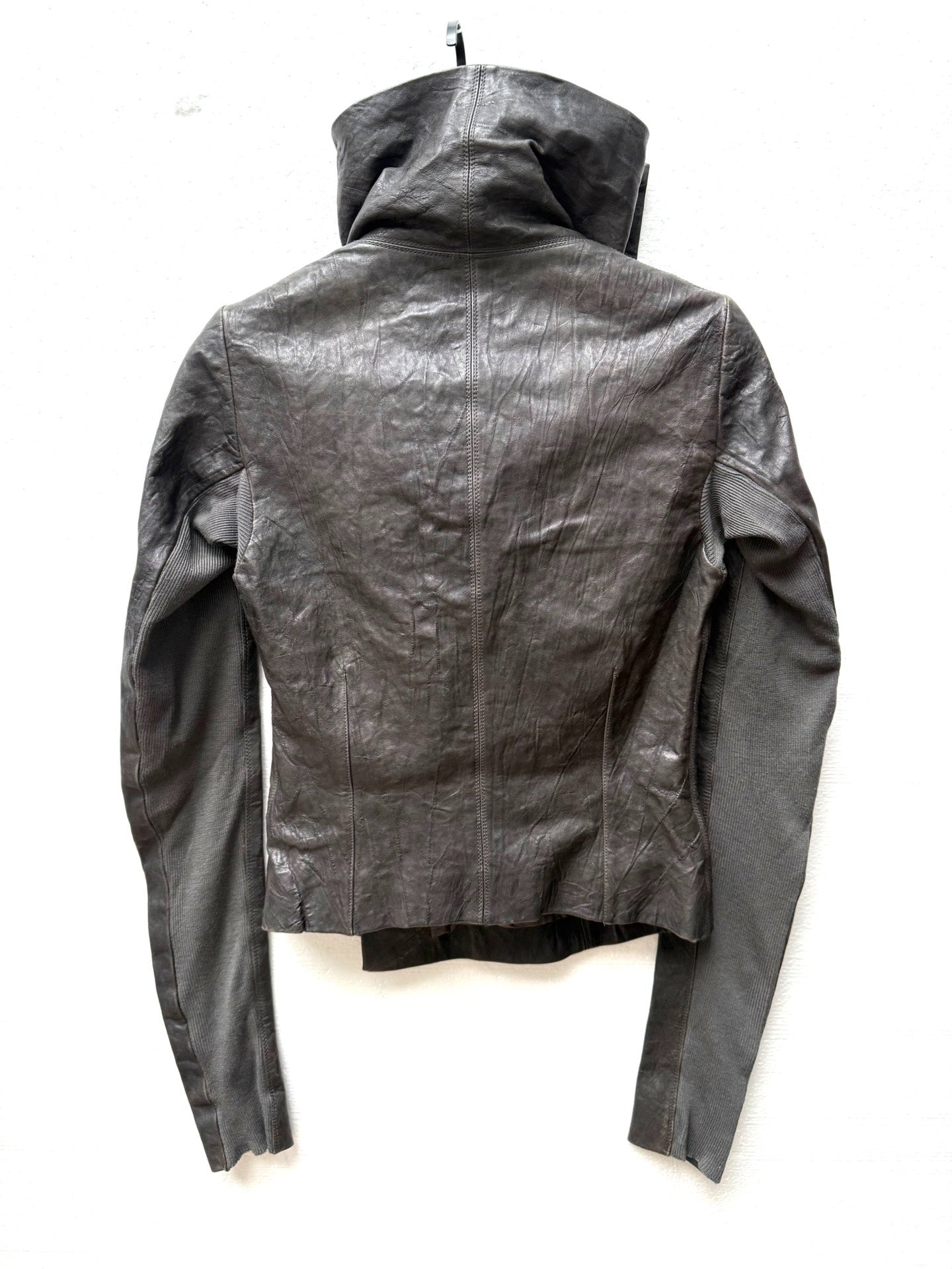 Rick Owens Crinkled Leather Biker Jacket