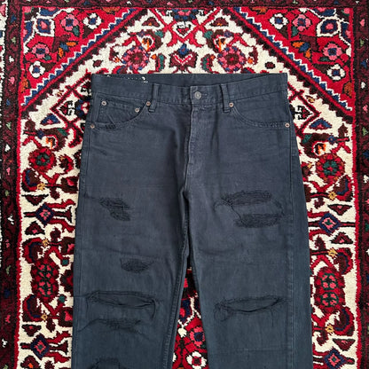 visvim 19aw black distressed denim jeans
