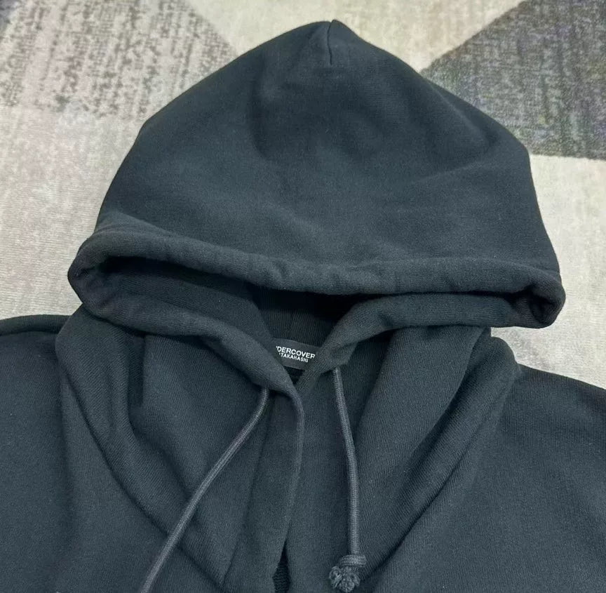 black oversized hoodie with double zipper