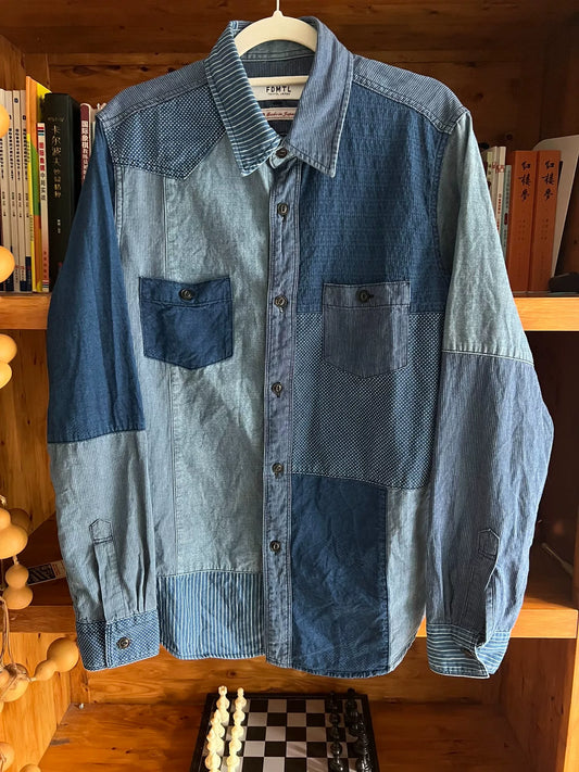 fdmtl patchwork denim shirt for men