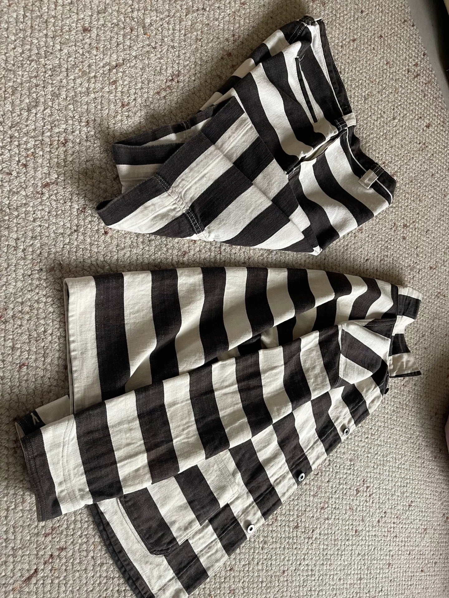 black and white striped outfit set