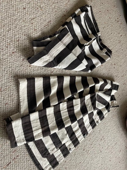 black and white striped outfit set