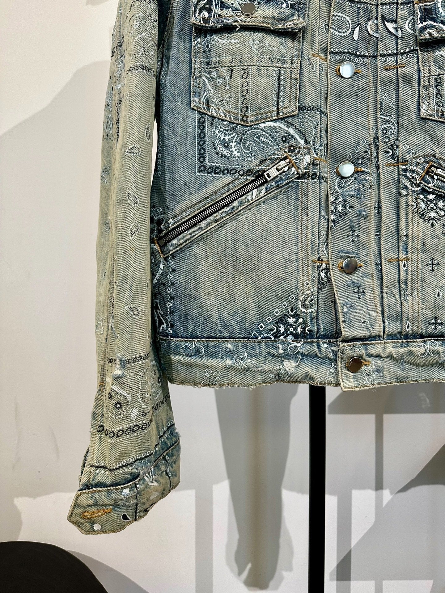 Amiri Washed Distressed Denim Jacket