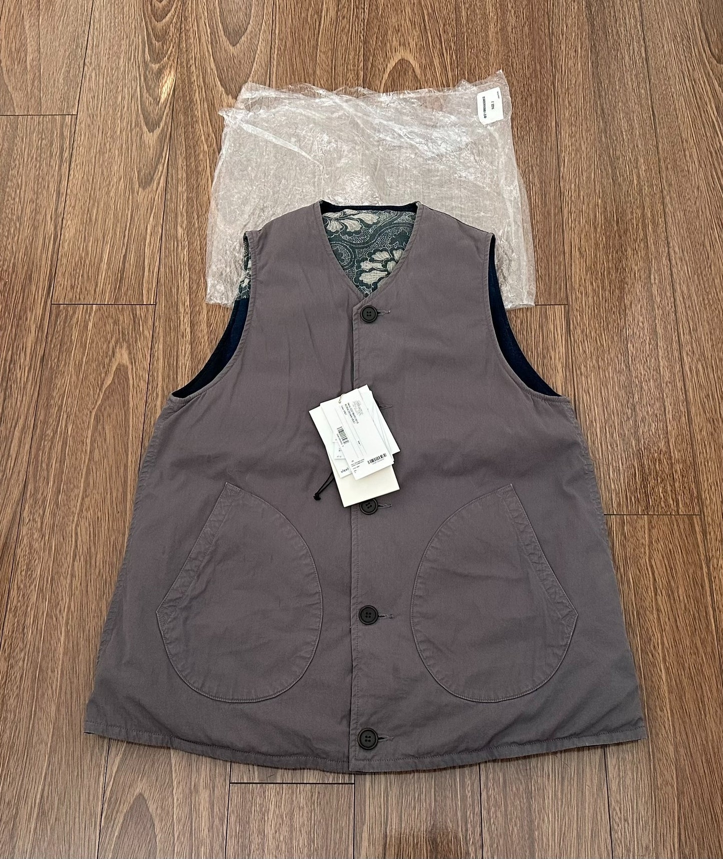 visvim kora down vest in grey