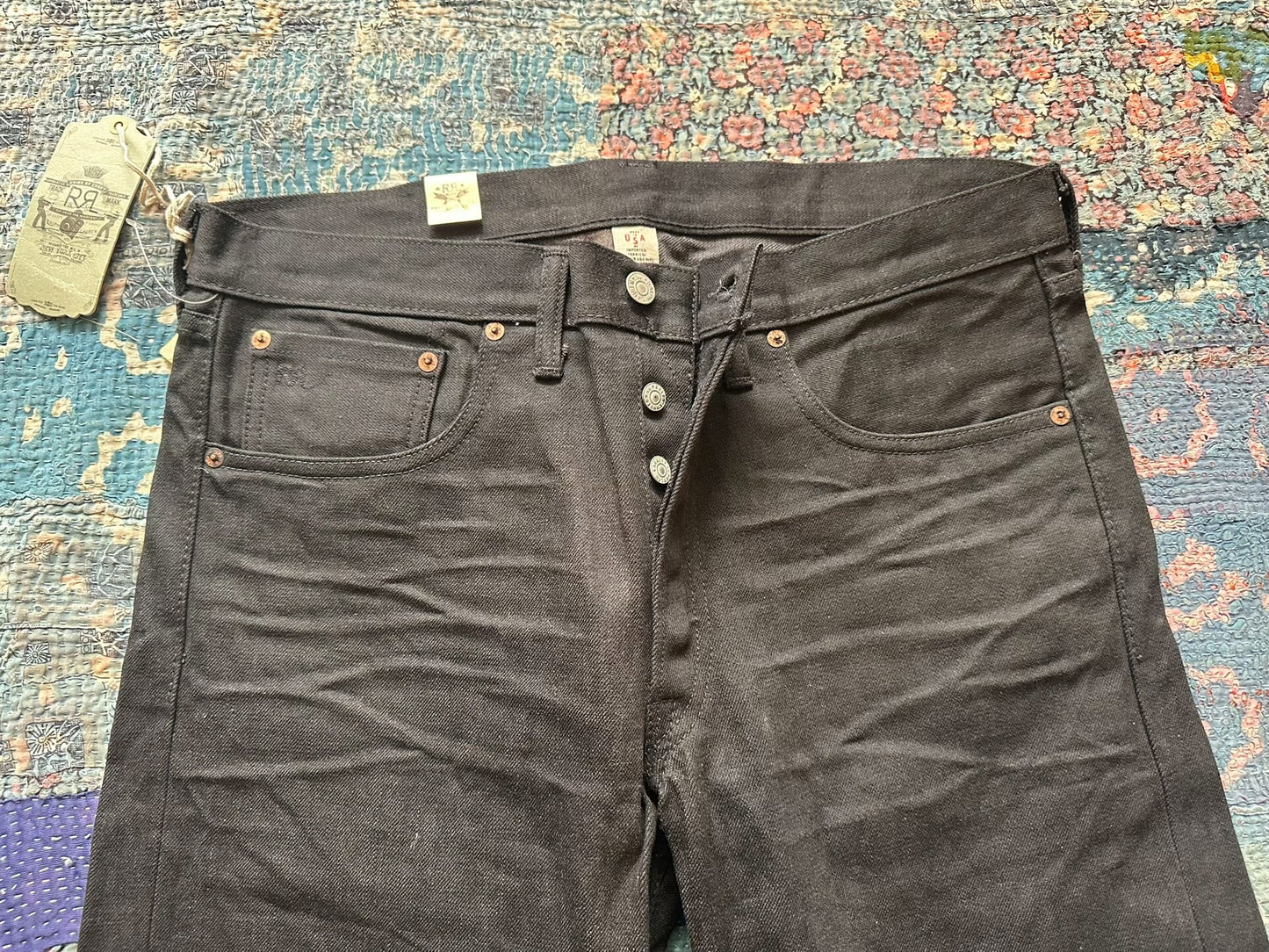 RRL Distressed Black Slim Fit Jeans