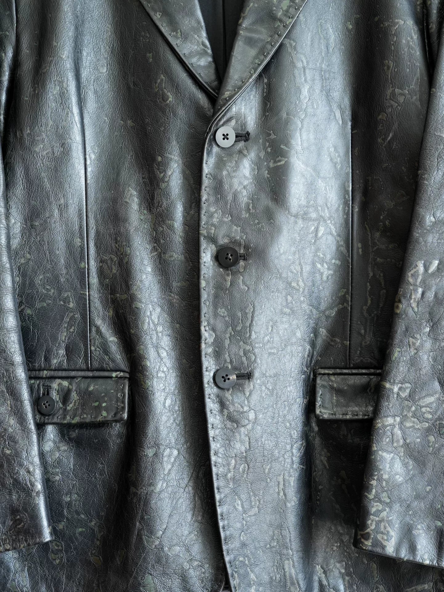 yohji yamamoto limited edition patterned leather jacket