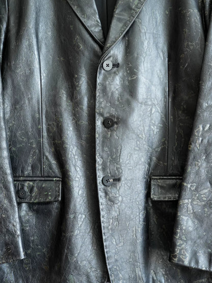 yohji yamamoto limited edition patterned leather jacket