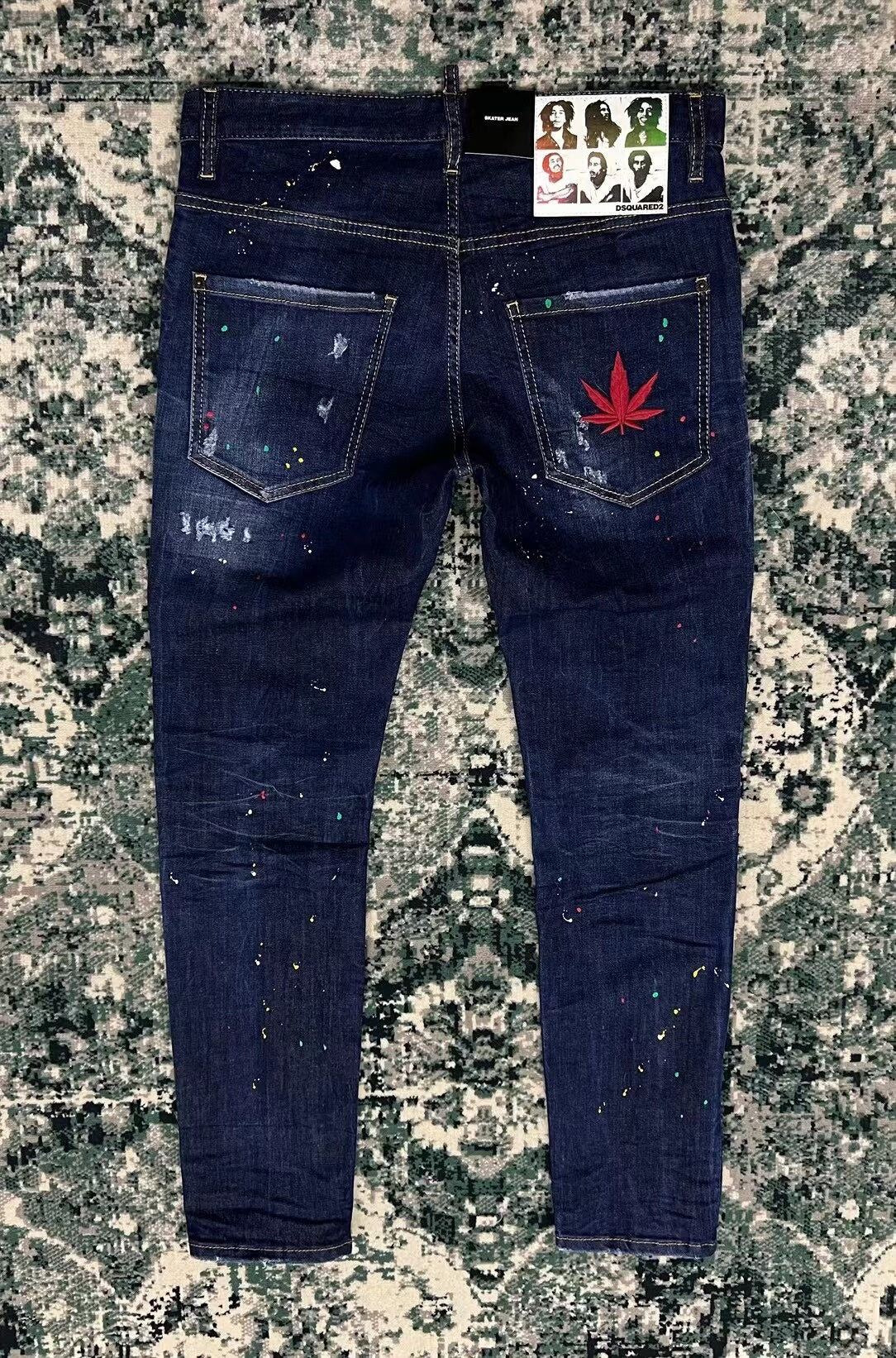 Dsquared2 Blue Denim Pants with Paint Splatter