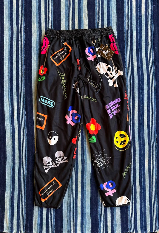 mastermind japan black base pants with graphics