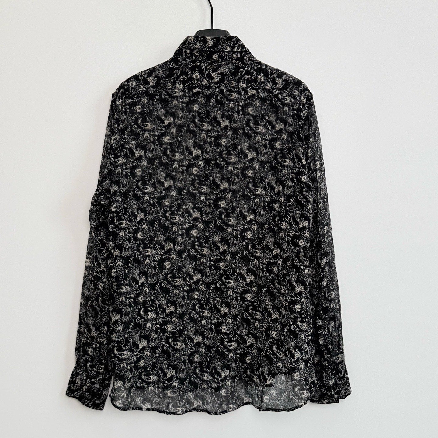 Saint Laurent 19SS Black White Wool Paisley Shirt