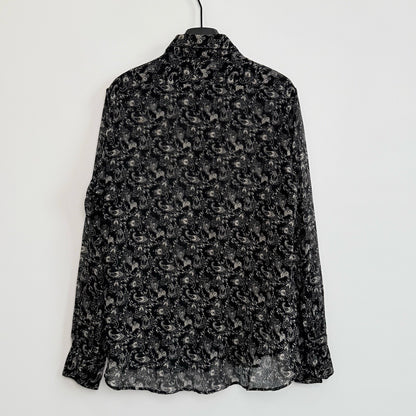 Saint Laurent 19SS Black White Wool Paisley Shirt