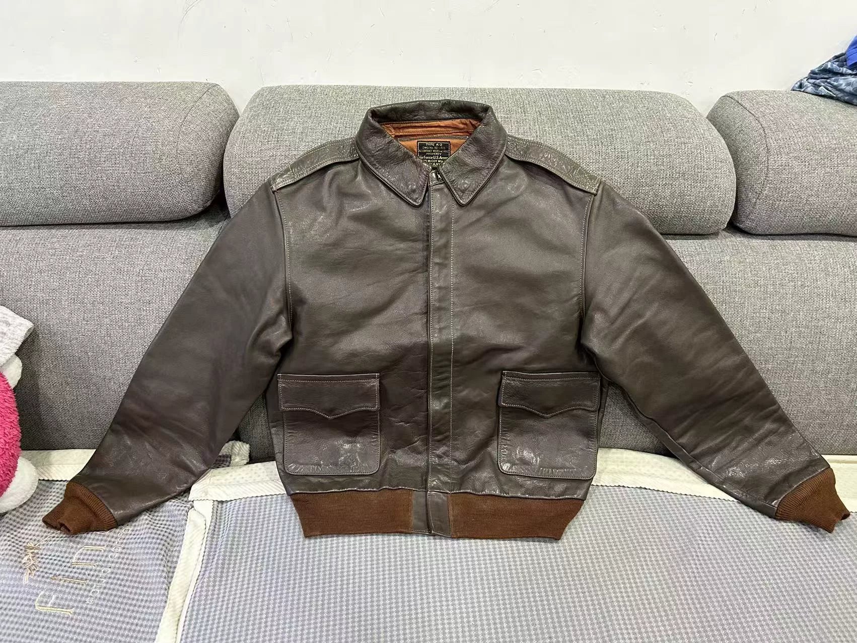 vintage brown leather flight jacket A2