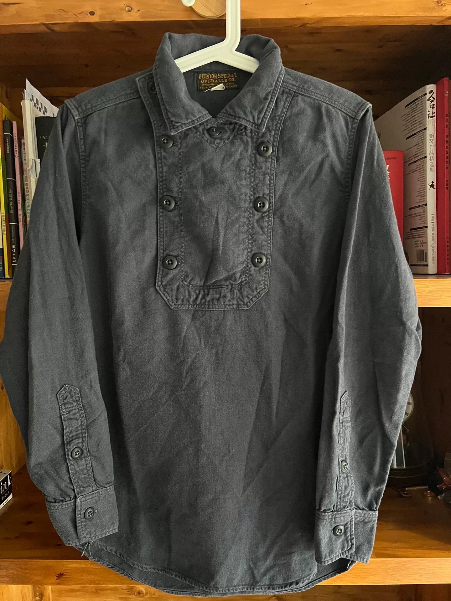 vintage gray-blue military shirt by freewheelers