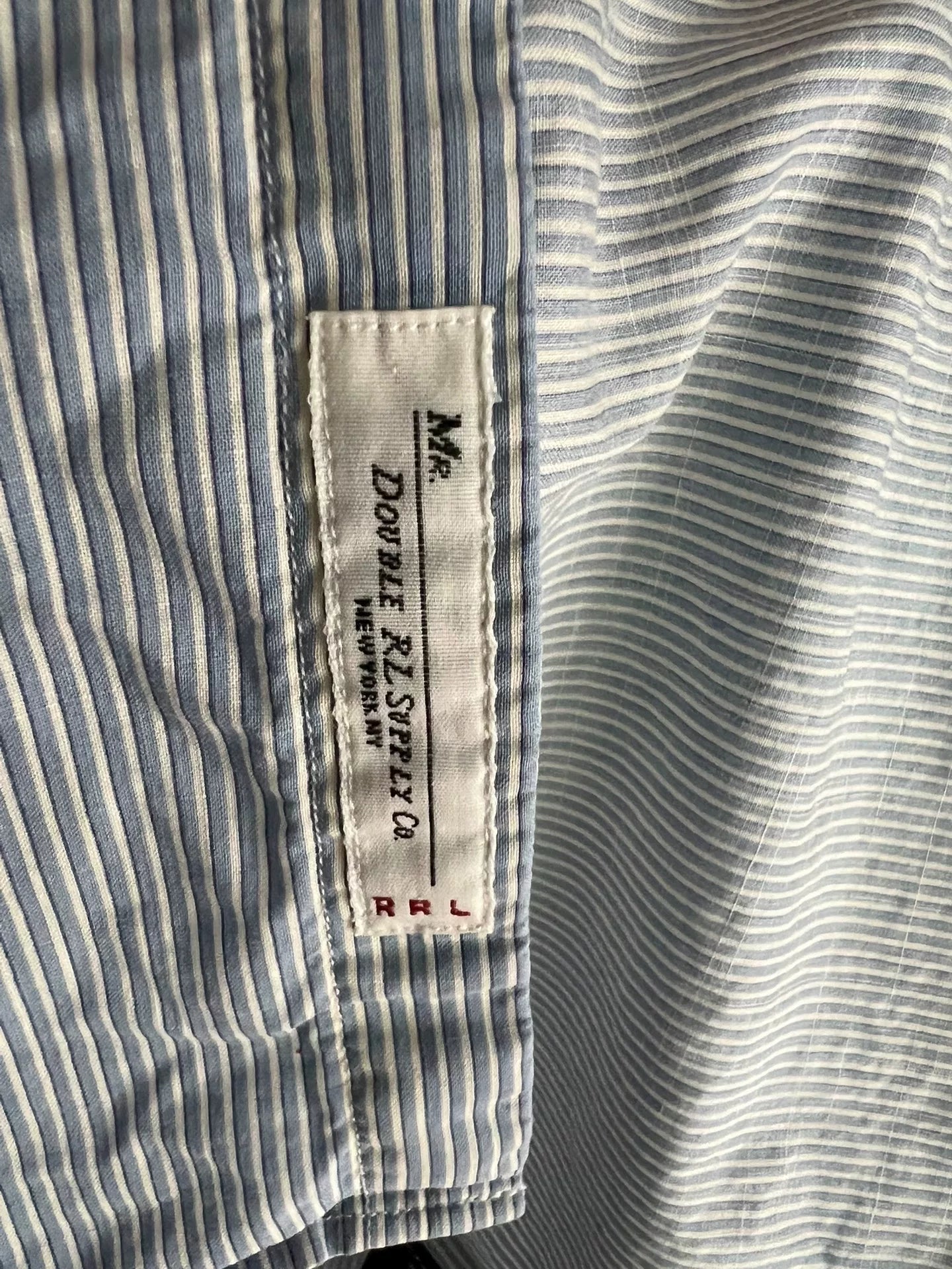 RRL Long Sleeve Striped Shirt in Blue White