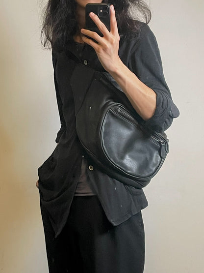 oversized leather waist bag by maison margiela