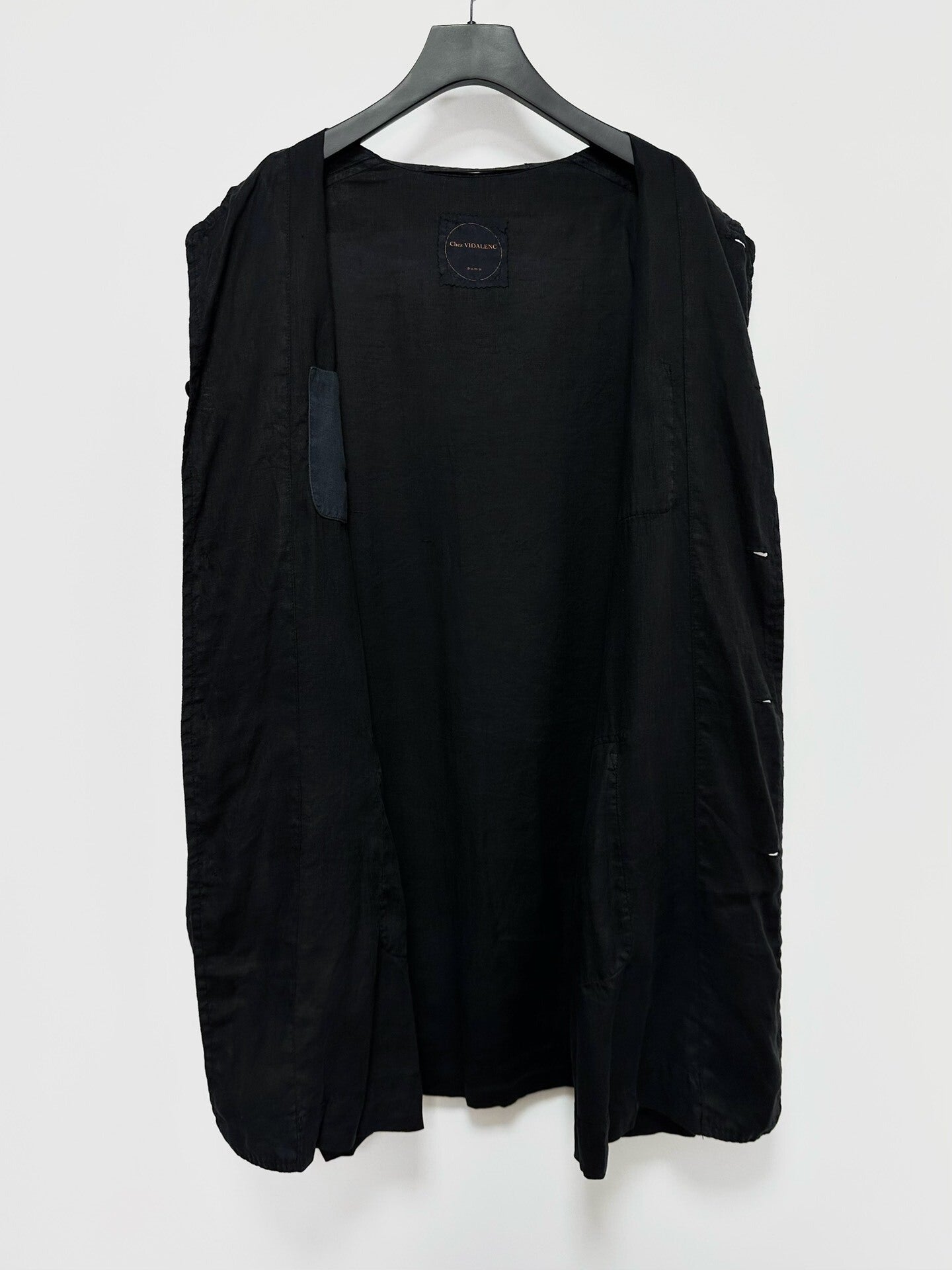 black linen oversized coat