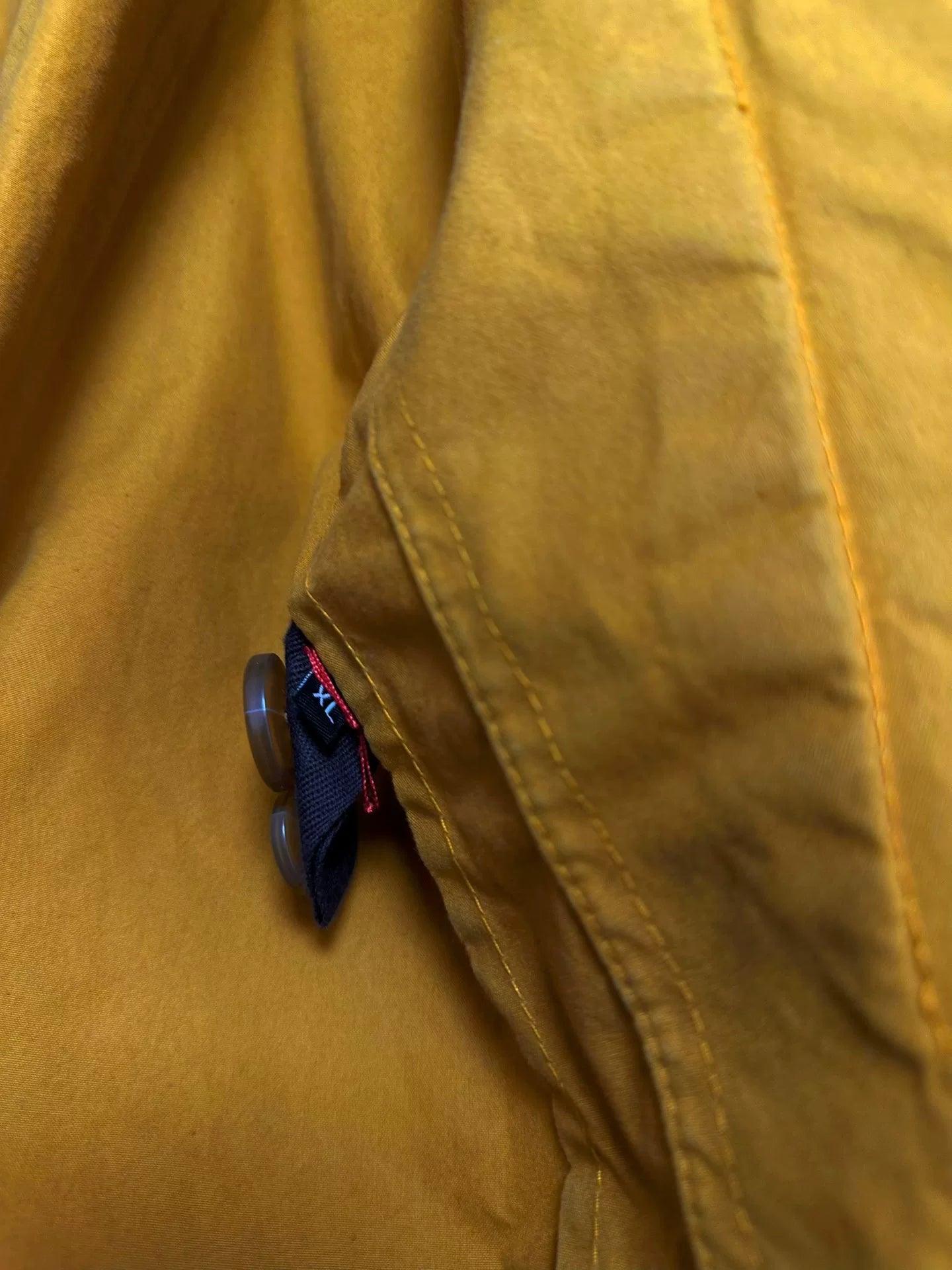 mustard yellow wax cotton hooded coat