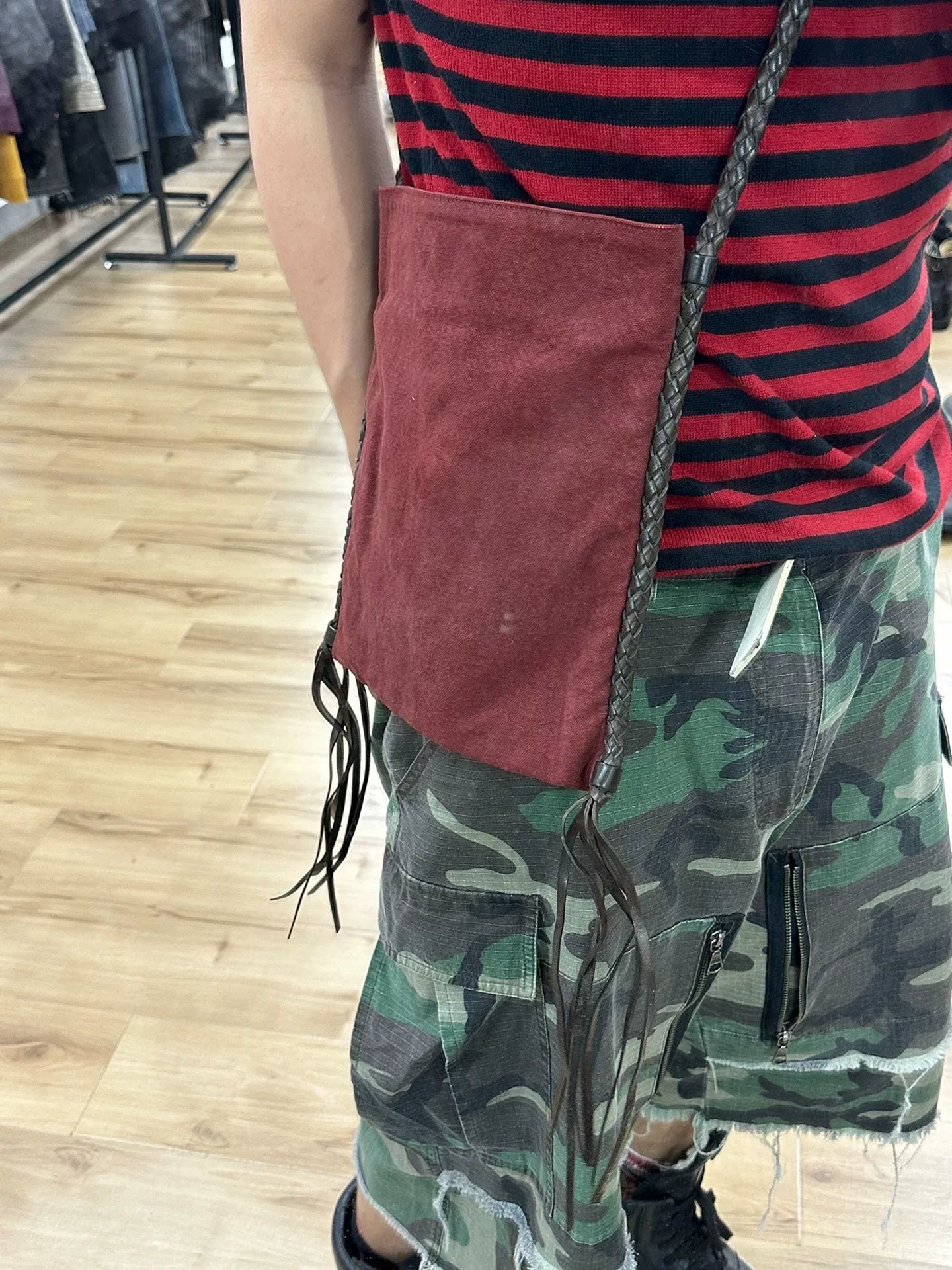 Dries van Noten Leather Woven Canvas Bag