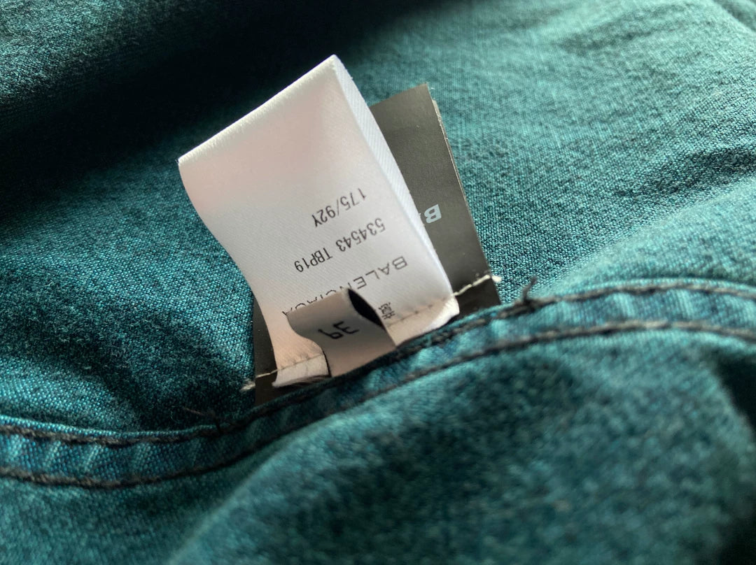 balenciaga denim shirt with destroyed cuffs