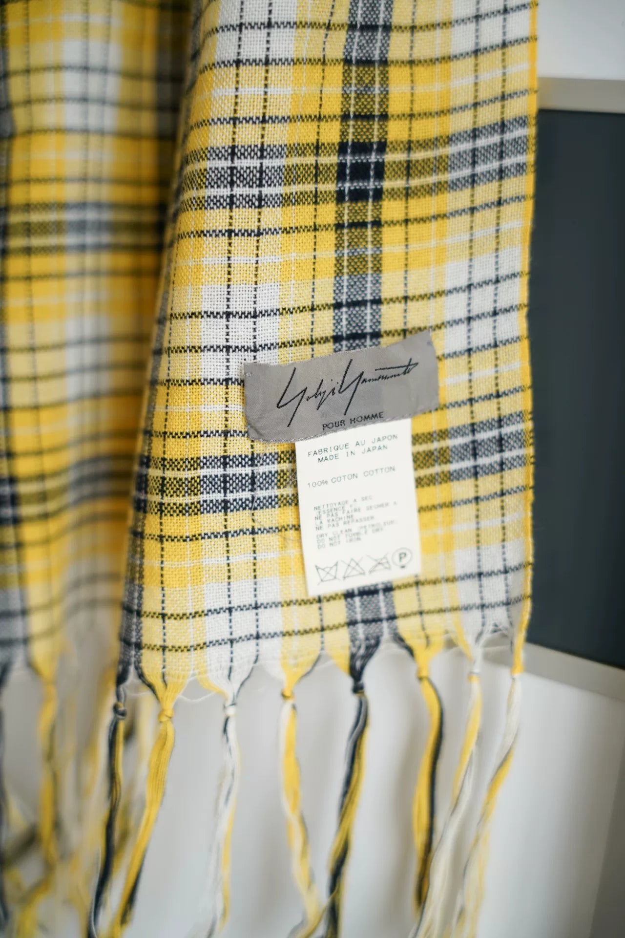 Yohji Yamamoto 2013SS Yellow Plaid Fringed Scarf