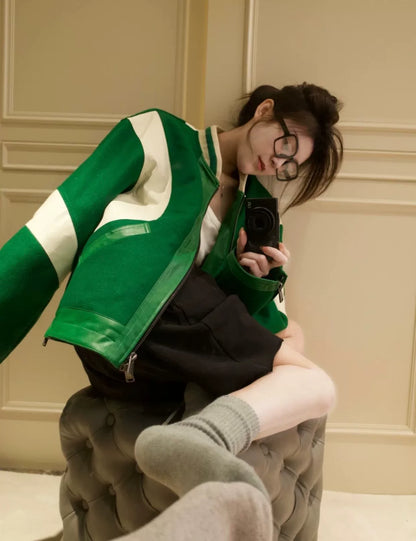 andersson bell green and white varsity jacket