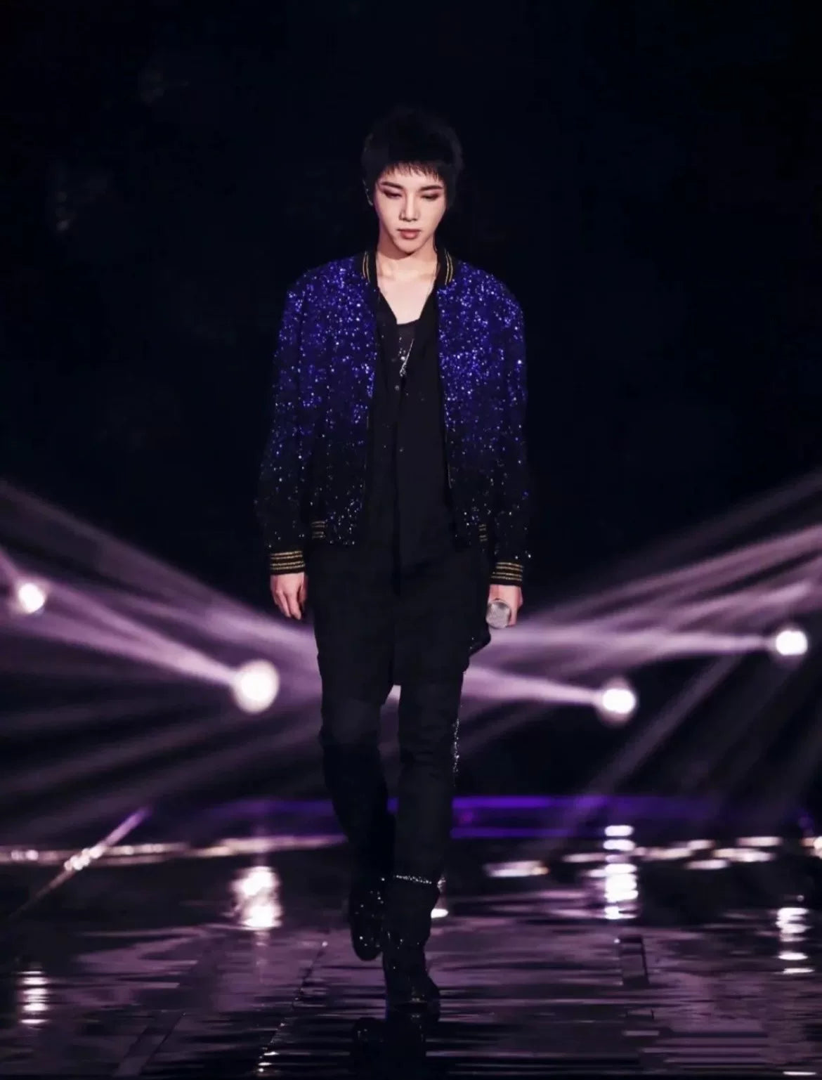 Saint Laurent Black Blue Gradient Jacket