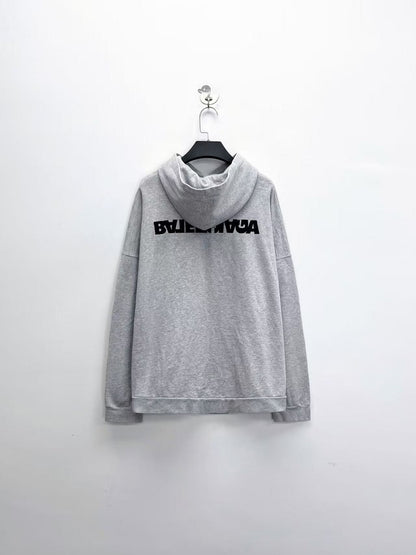 balenciaga gray reverse logo hoodie