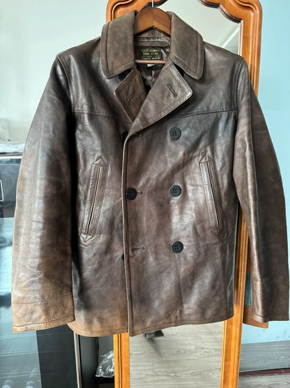 vintage rrl leather jacket in medium size