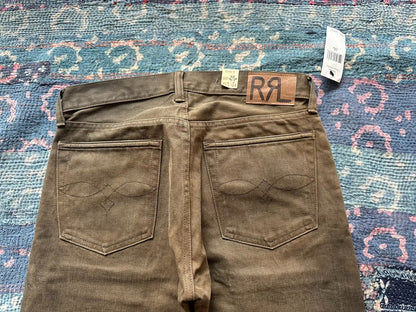 rrl mud dye bag flower denim pants