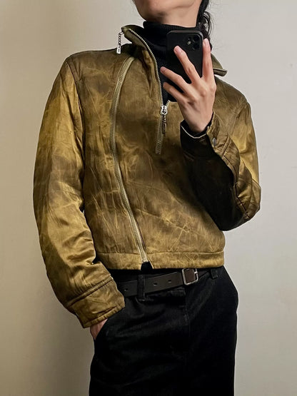 90s Gold Ripple Short Jacket by Dirk Bikkembergs